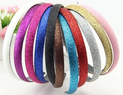 

Glitter Girls Hair Clasp Headband For Women Satin Plastic Non-slip Glitter Hair Band Hair Band Head Hoop 70pcs