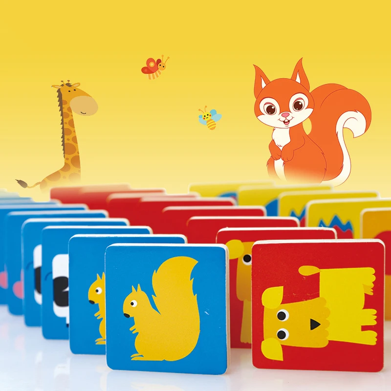 3 стиля детские игрушки деревянные разноцветные животные/Транспорт домино строительный конструктор для раннего обучения детей игрушки для детей кубики для обучения