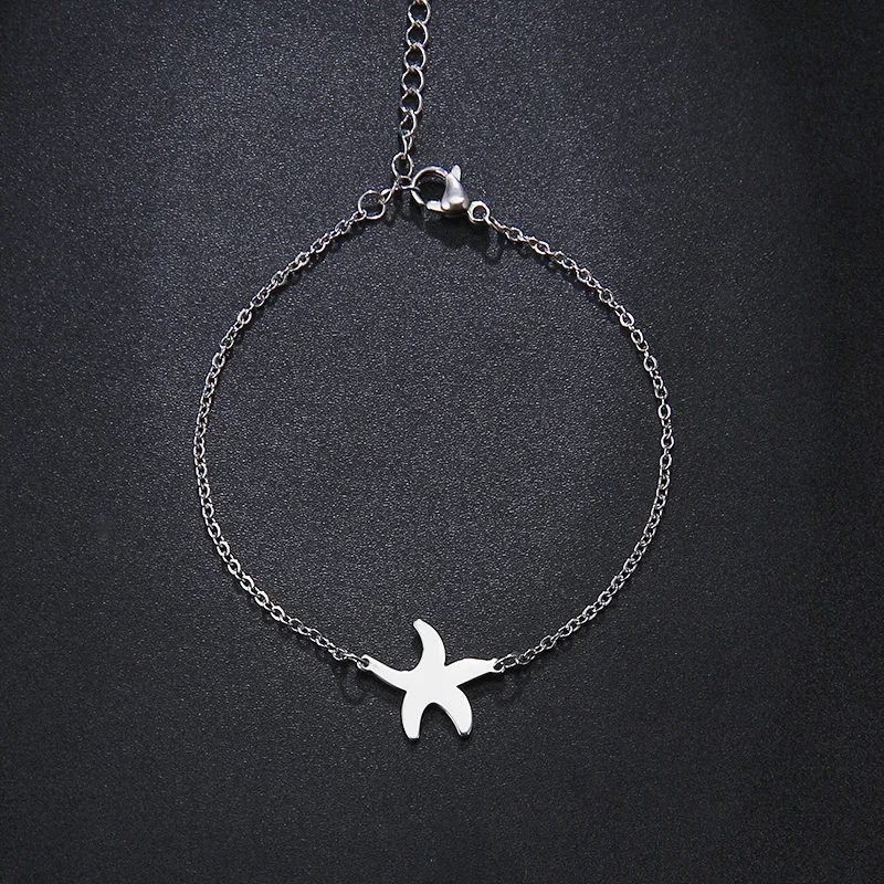 CACANA Stainless Steel Bracelet For Women Man Small Starfhish Gold And Silver Color Pulseira Feminina Lover's Engagement Jewelry