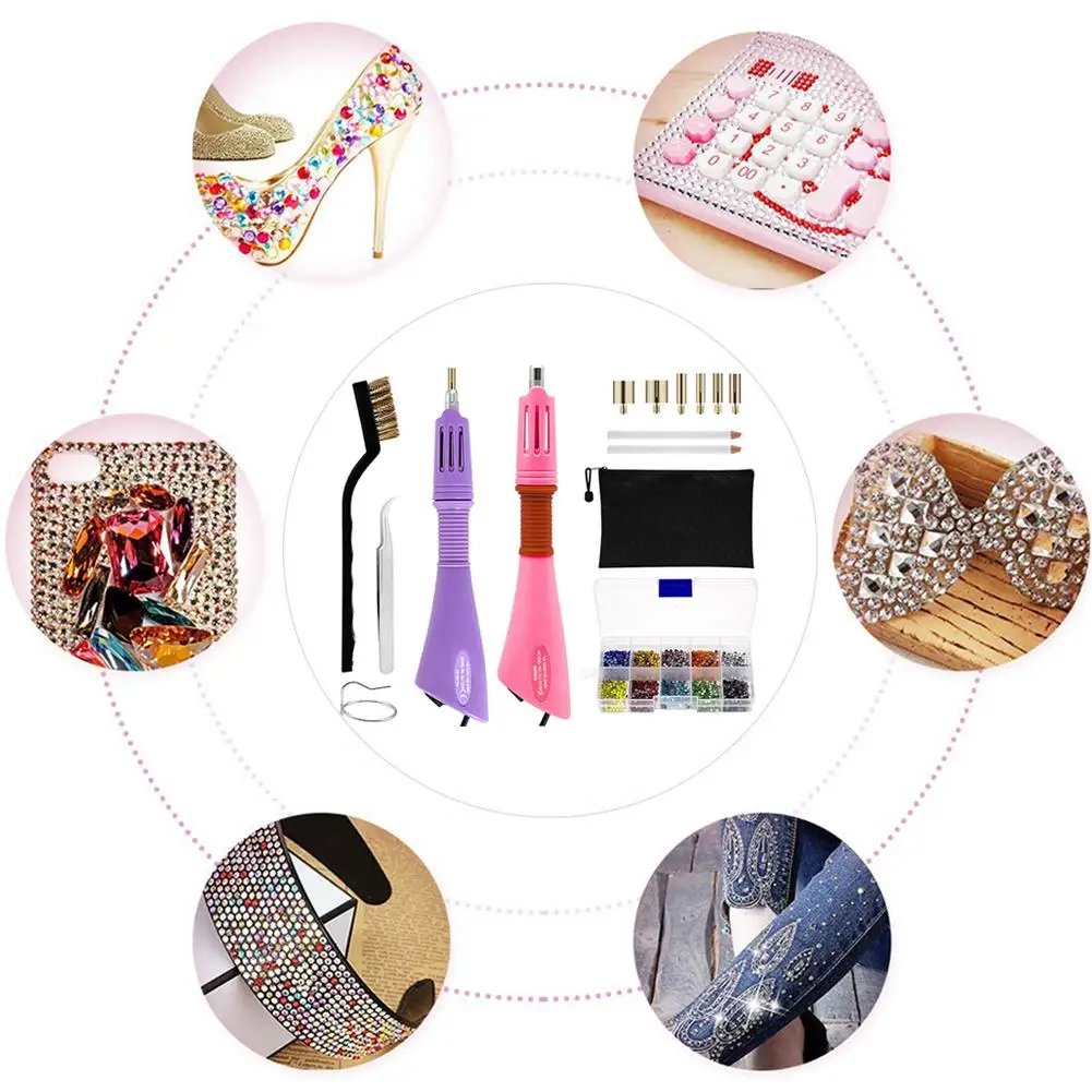 

Colorful Hot Fix Rhinestone Applicator Full Set DIY Rhinestone Setter Kit Hot-Fix Crystal Rhinestones Fast Heating Repair Tool