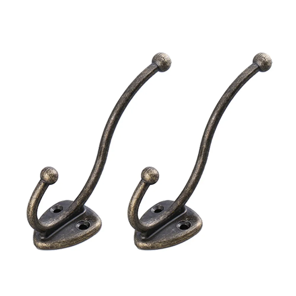 2PCS Antique Brass Victorian Wall coat hooks key bag hanger vintage