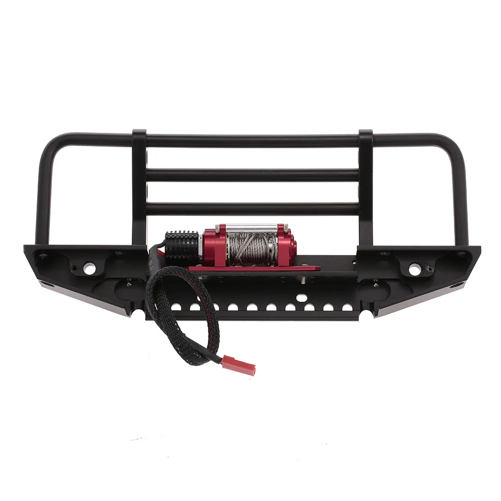 

RC Car Metal Bumper with Winch 2 LED Light Remote Controller Receiver for Traxxas TRX-4 Axial SCX10 RC Crawler Cars