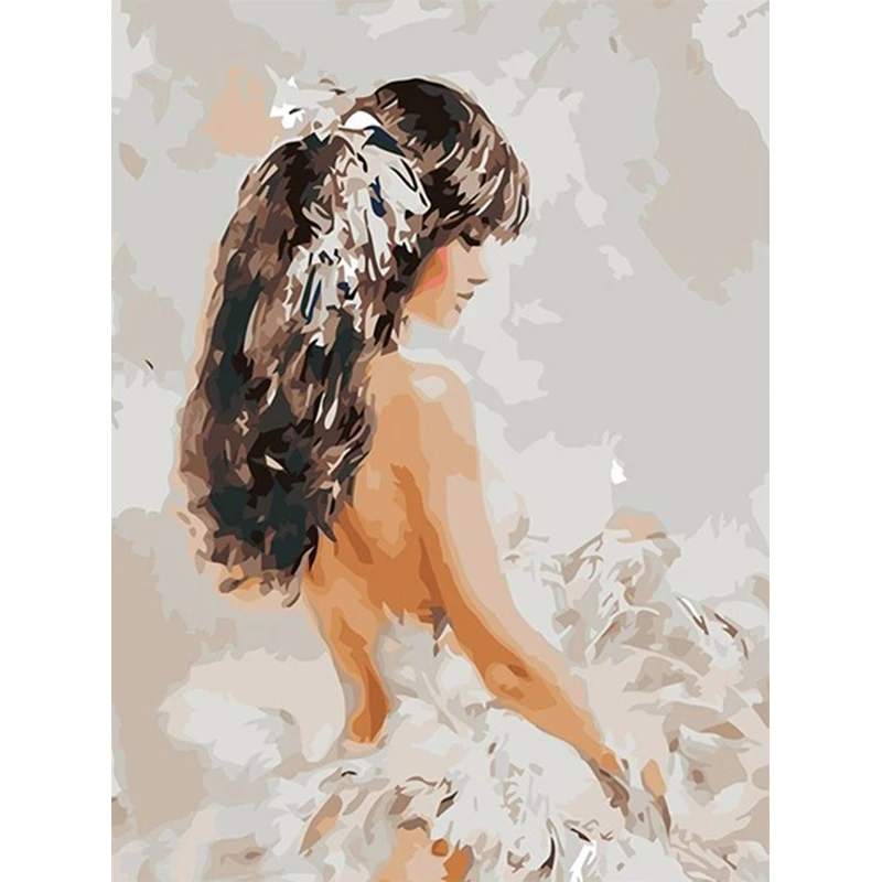 

Jade Girl Frameless DIY Painting By Numbers Abstract Dancer Figure Painting Acrylic Hand Painted For Home Decor 40x50cm