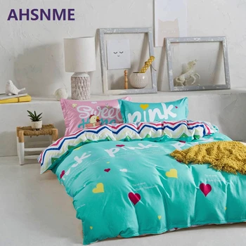 

AHSNME 100% Cotton Bedding Set Europe Russia Australia size pink Sweet Blue housse de couette jogo de cama dekbedovertrek