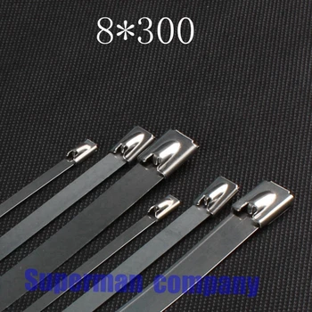 

100pcs 8*300mm 8x300mm 8mmx300mm Latching Self-Locking Stainless Steel Zip Cable Tie Lock Tie Wrap cable ties 201 304 316