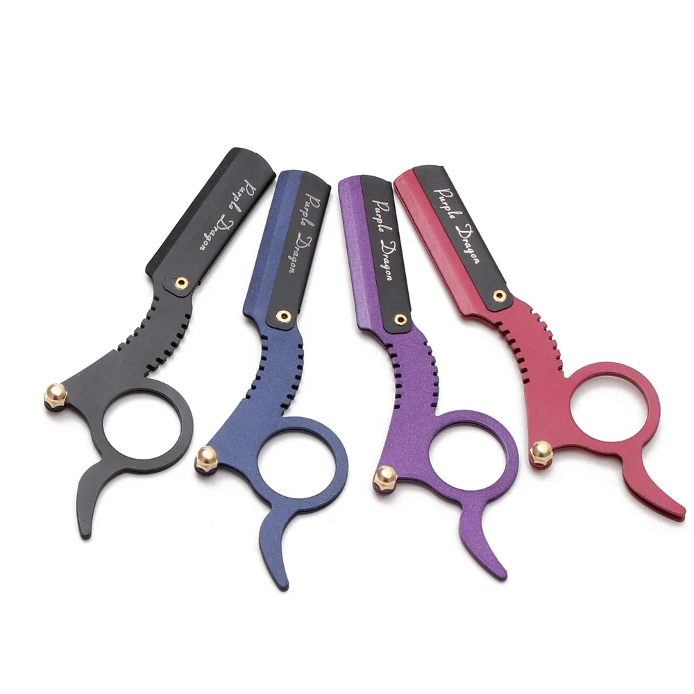 12,7 см 1 шт., фиолетовый дракон, Мужская прямая Опасная бритва, стальной складной нож для бритья, инструменты для удаления волос, бритва с лезвием Z6111