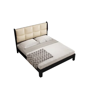 

CBMMART Modern simple soft bed with solid wood frame