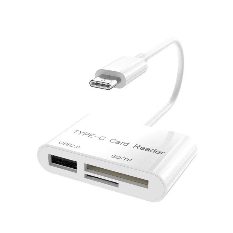 Для Android и для IPhone белый 3 в 1 USB 2,0 концентратор type-C 2,0 SD/mirco SD считыватель карт OTG адаптер