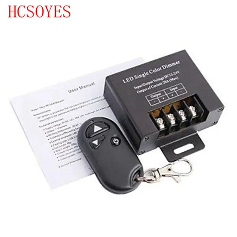 

DC12-24V 20A Single Channel LED Dimmer Controller with 3Key Wirelss RF Remote Control for Single Color 5050 3528 LED Striplight