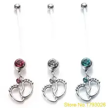 Гибкий пирсинг пупка беременность материнство бар кольцо тело пирсинг живота детские ноги крутой дизайн 4U39