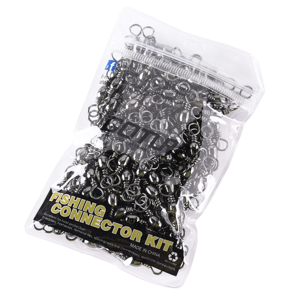 Goture 200pcs Barrel Fishing Swivel Size 10 8 6 4 2 1/0 3/0 5/0 Fishing  Hook Lure Connector Rolling Swivels Pins All for Fishing