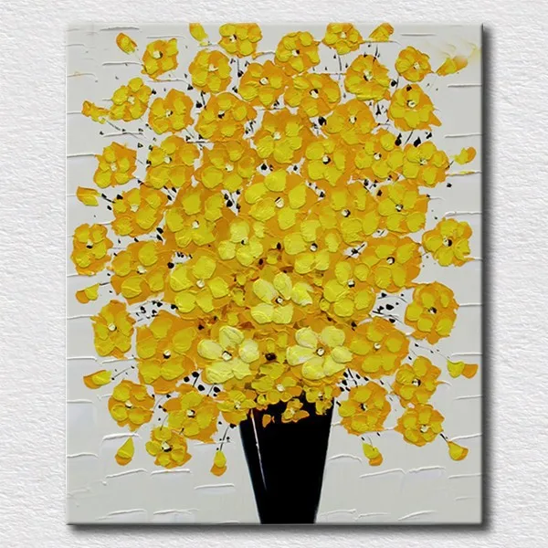 Home Decoration Art Paintings Yellow Flowers on Canvas Oil Painting