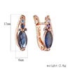 FJ Women Dangle Earrings 585 Rose Gold Color Blue Stone Drop Earrings ► Photo 2/4