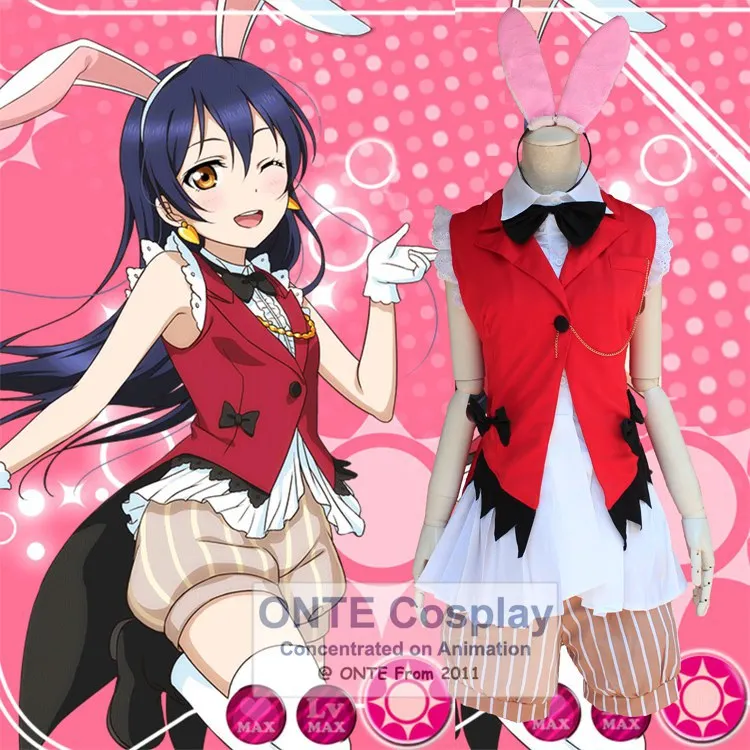 Аниме LoveLive! Школьный кумир Проект Косплей Костюм Sonoda Umi Bunny Love Live Comtumes ласточкин