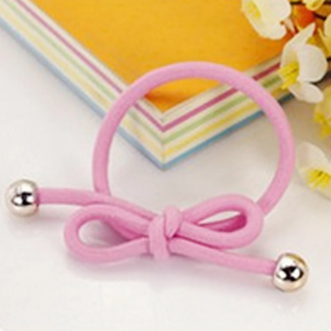 5pcs Fashion Women Elastic Hair Band Colorful Hair Tie Rope Bow Ring Rubber Ponytail Holder For Girls Accessories