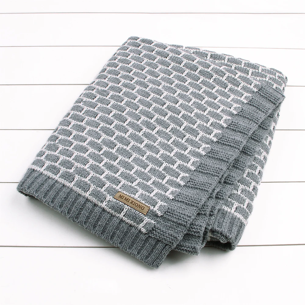 

Baby Muslin Swaddle Blankets High Quality Newborn Stroller Bedding Covers Plaid Knitted Children's Throwing Quilts Autumn Winter
