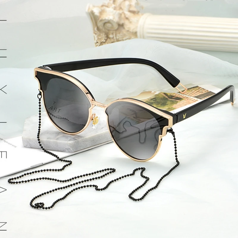 Stainless Steel Reading Glasses Chain Fashion Steel Bead Retro