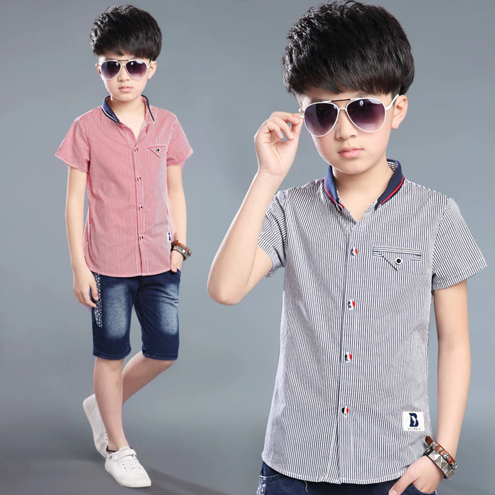 

2018 Boys Striped Summer Polo Shirts Cotton Short Sleeve Turn-down Collar Buttoned Sports Tees School Children Clothing Fashion