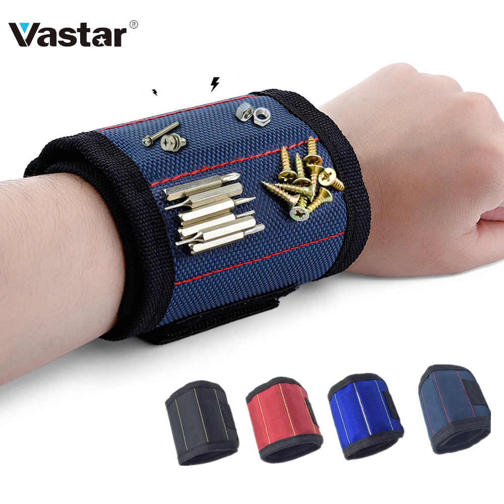 power tool bag Magnetic Wristband Portable Tool Bag with 3 Magnet Electrician Wrist Tool Belt Screws Nails Drill Bits Bracelet for Repair Tool tool chest trolley