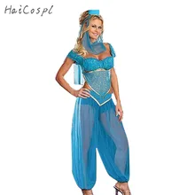 Размера плюс XL сексуальный костюм принцессы жасмин взрослых женщин танец живота представление арабский костюм карнавал костюмы на Хэллоуин