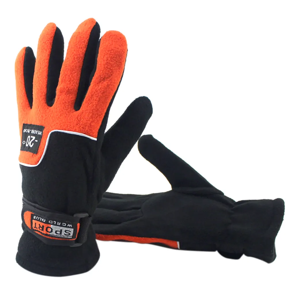 Высококачественные мужские зимние Нескользящие ветрозащитные флисовые теплые перчатки для верховой езды, лыжные альпинистские перчатки, регулируемые спортивные перчатки - Цвет: Оранжевый