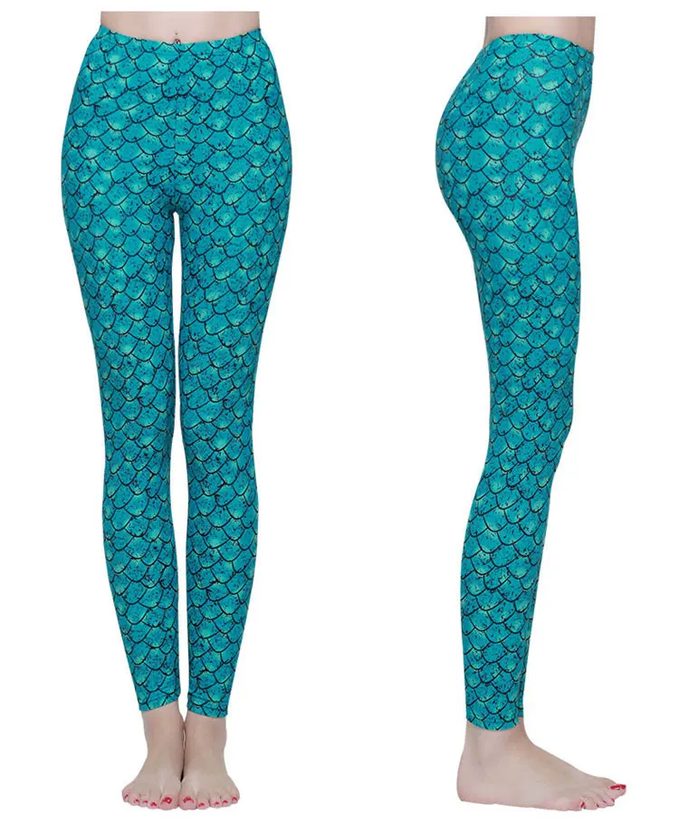 Модные женские брюки для йоги с уникальным рисунком, с рисунком, с рыбками, русалочкой, для бега, для подводного плавания, для йоги, для подводного плавания