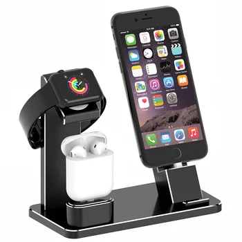 

3 in 1 Alloy Charging Stand for Apple Watch for AirPods Accessories Wireless Earphone Charger Station for iPhone X/8 plus Holder