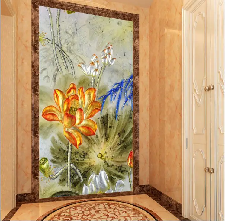

Custom Modern Minimalist Mural Photo wallpapers flower entrance hallway mural vertical retro romantic papel de parede Decoration