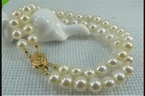 

xd 00928 2 row 9-10mm Charming white south sea pearl bracelet 7.5-8