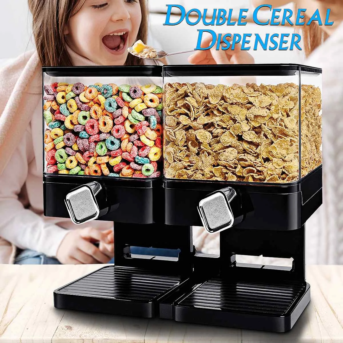 

Large Double Cereal Dispenser Storage Container Dry Food Snack Kitchen Canister Fresh for Home Shop Kitchen Storage Food Bottle