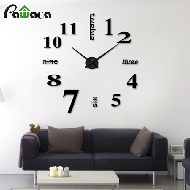 creative diy wall mount clock 3d stereo mirror surface wall sticker