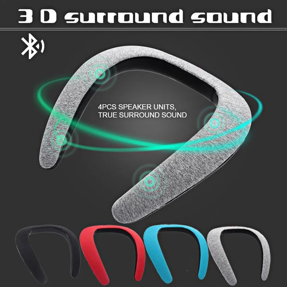 SOONHUA Portable Wireless Bluetooth Earphone Speaker Wearable Stereo Bass Speakers Neckband Sports Headphone Mp3 Subwoofer