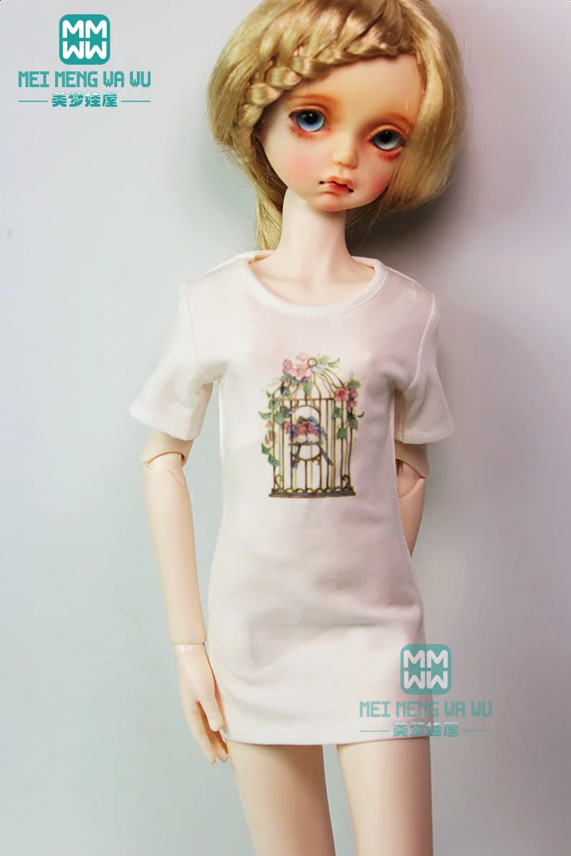 Одежда для кукол 1/4 BJD модная повседневная хлопковая футболка средней длины с