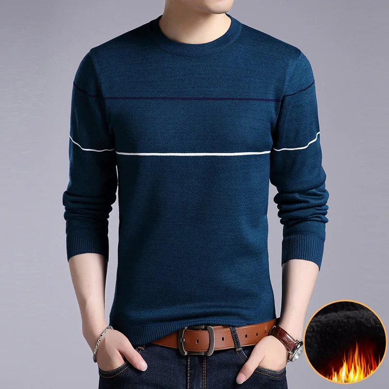 Sweater Pullover Men 2017 Male Brand Casual Slim Warm Wool Striped Knitted Winter Pullover Sweater Cashmere Mens Sweaters
