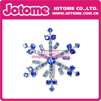 

100pcs / Lot 50mm Blue Crystal Snowflake Rhinestone Brooch Pin