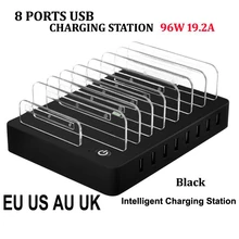 8 портов настольное USB зарядное устройство 96 Вт многофункциональная док-станция для зарядки с USB с подставкой EU US AU UK вилка для мобильного телефона планшета ПК