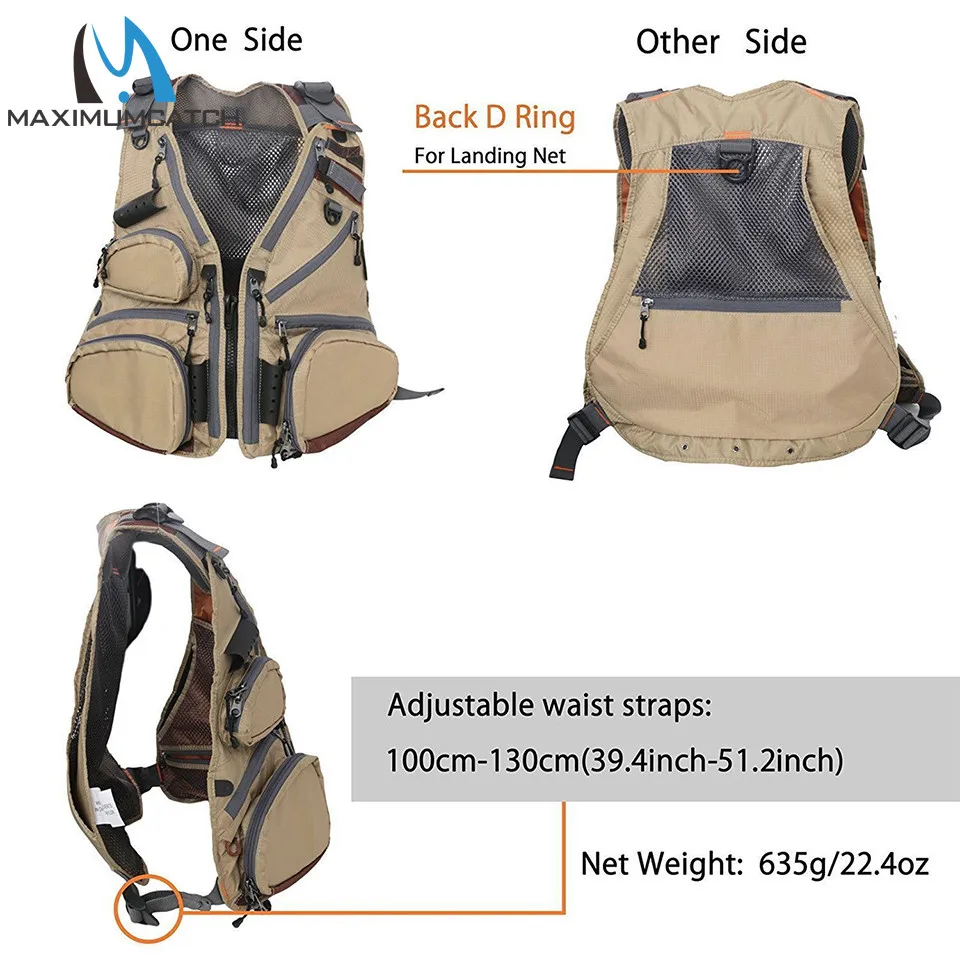 Colete de Pesca com Bolsos Ajustável-tamanho de Malha Mochila de Pesca com Mosca Jaqueta de Pesca Maximumcatch Multifuncionais Fly 9 Coletes de pesca