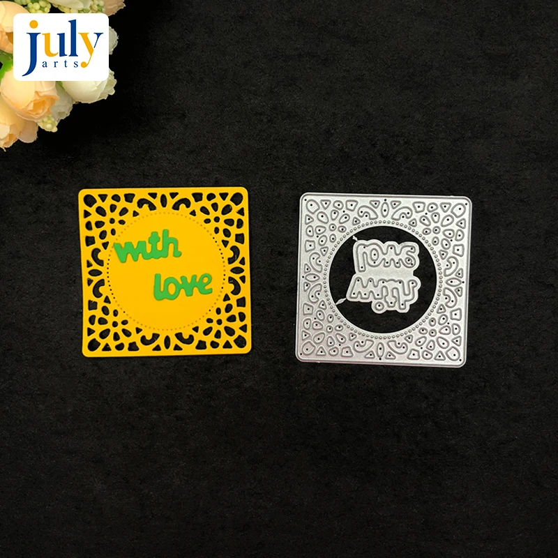 

Julyarts Cutting Dies Silver Square Cutting Dies Cutting Scrapbooking for Handwork Gift Creative Carbon Steel Material
