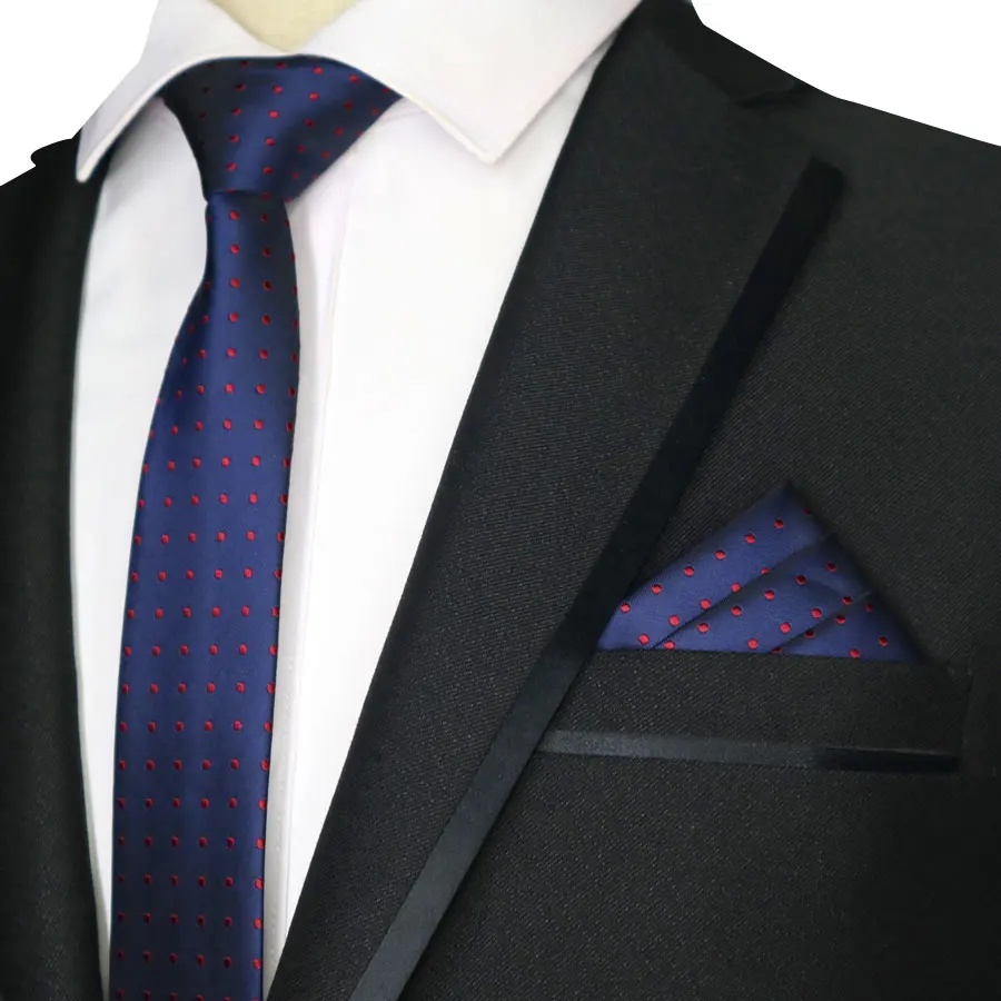 Новинка, обтягивающий мужской галстук 5 см, набор галстуков и носовых платков из полиэстера, клетчатый узор в горошек, тонкие узкие галстуки для свадебной вечеринки - Цвет: TC12