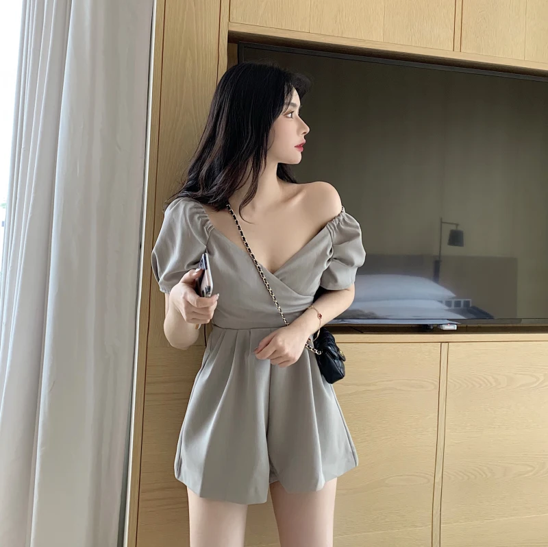 

jumpsuits for women 2019 fashion brands Korean summer style v-neck Low-cut casual Playsuits Ladies moda feminina Bodysuits new