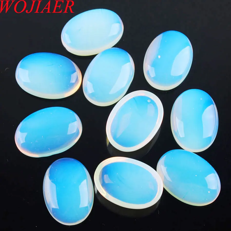 

WOJIAER Natural White Opal Cabochon Beads Oval CAB 18x25x7mm Semi-precious Stones Fit Handmade Jewelry Women Men 5PCS PU3057