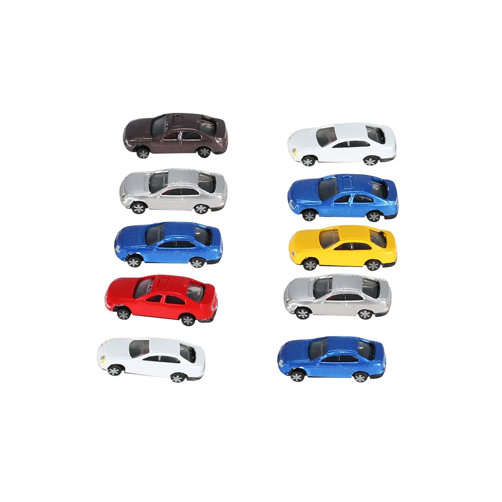 

10Pcs/Set Model Car Colorful Flaring Light Model Car Painted Head Light Model Car with Wire Miniature Train Layout 1:150 Scale