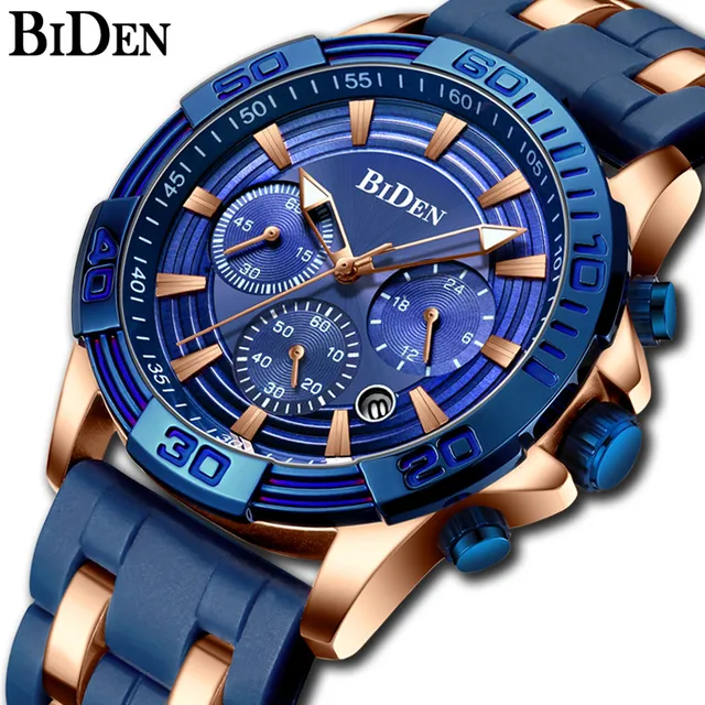 Luxury Fashion Mens Watch Chronograph Date Sports Military Royal Blue