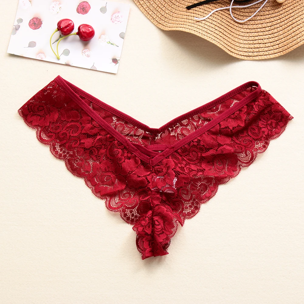 2019 Hot Sale Women Thong Sheer Lace Sexy Panties Underwear Women G String Hollow Style T-back Erotic culotte female Lingerie