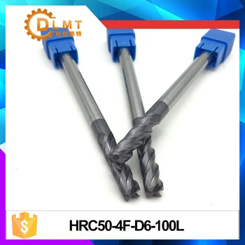 

1pcs HRC50 6mm8mm10mm12mm 100L EndMills 4Flute Carbide Straight Shank EndMills for CNC Lathe Cutting Tools Milling Cutter