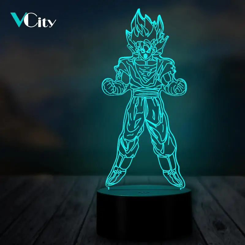 Светодиодный ночсветильник VCity 3D настольная лампа Drgon Ball Saiyan WuKong USB RGB
