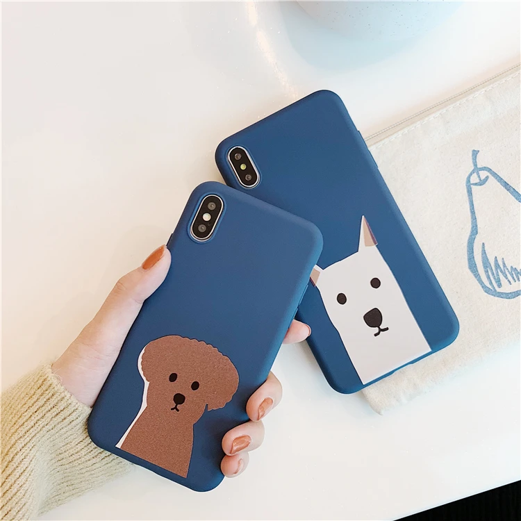 

Cartoon Blue Daze Dogs Selfie Phone Case For iphone X XR XSMAX Case For iphone 6 7 8 Plus Fashion Soft TPU Couple Back Cover