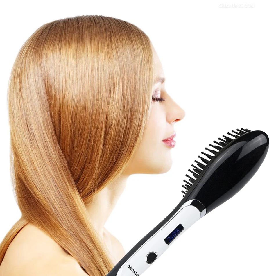 BROADCARE Professional LCD Comb brush Hair straightener hair iron Fast