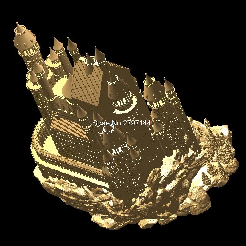 Средневековый замок высокое качество новая 3D модель для ЧПУ 3D резная фигура скульптура машина в STL файл средневековый замок