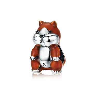 

Hamster Animal Beads for Women DIY Jewelry Sterling Silver 925 Enamel Pet Metal Charm for Silver Bracelet SCC1167